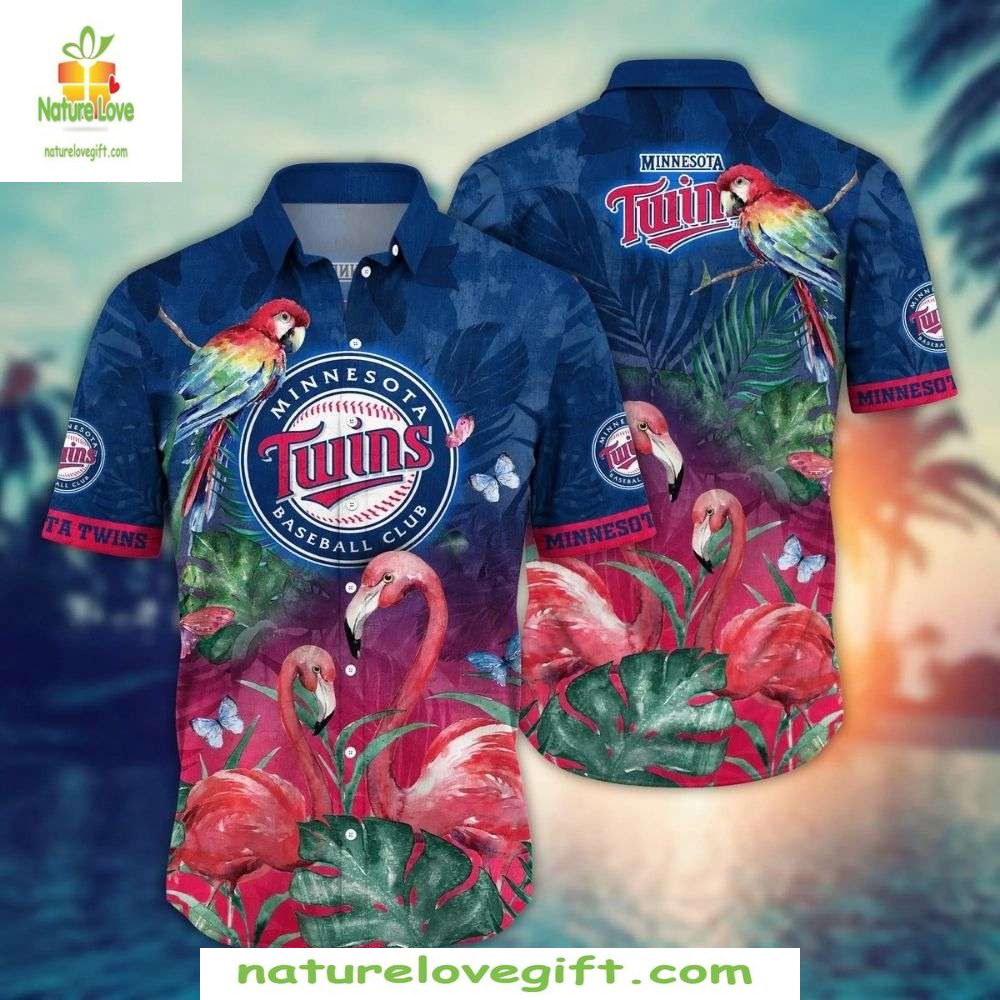Minnesota Twins Hawaiian Shirt Flamingo Parrot Aloha Baseball Apparel