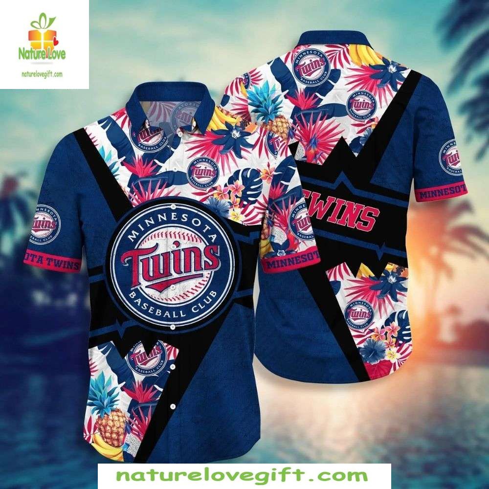 Minnesota Twins Hawaiian Shirt Floral Crest Aloha Baseball Apparel