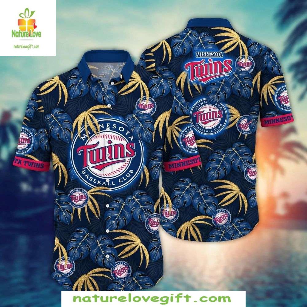Minnesota Twins Hawaiian Shirt Tropical Golden Palm Baseball Apparel