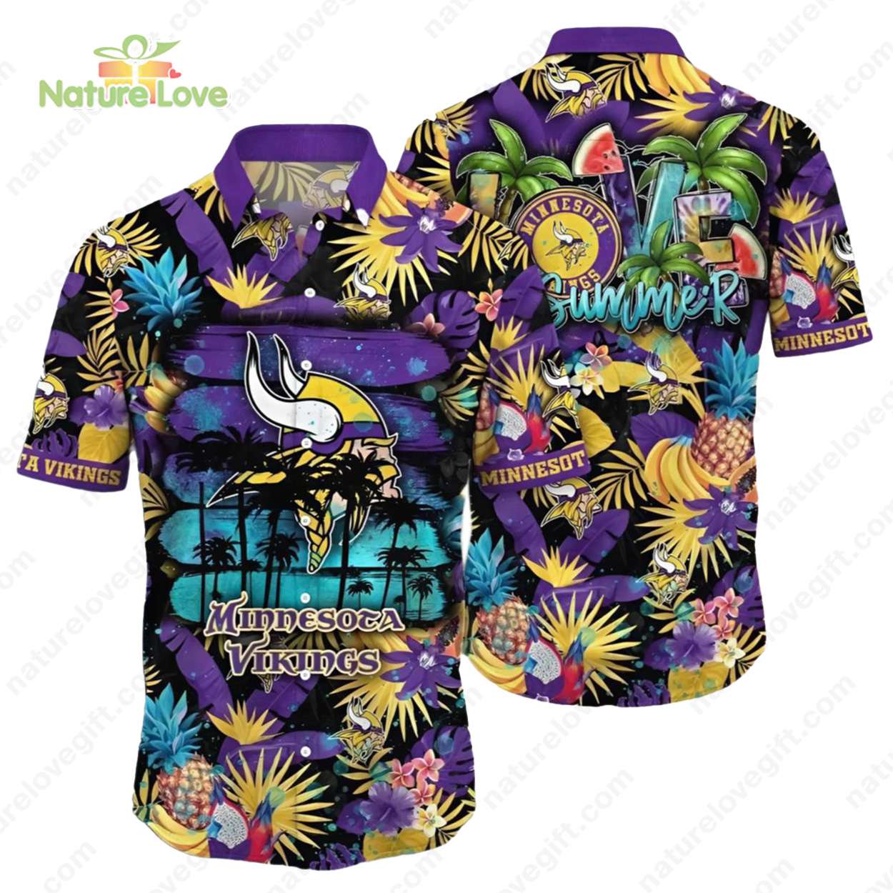 Minnesota Vikings Tropical Fruit Paradise Summer Hawaiian Shirt
