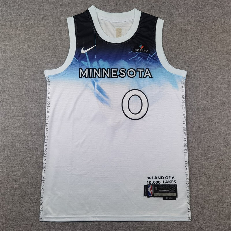Minnesota Timberwolves #0 Rob Dillingham Timberwolves 0 White City Edition s-xxl Style 2