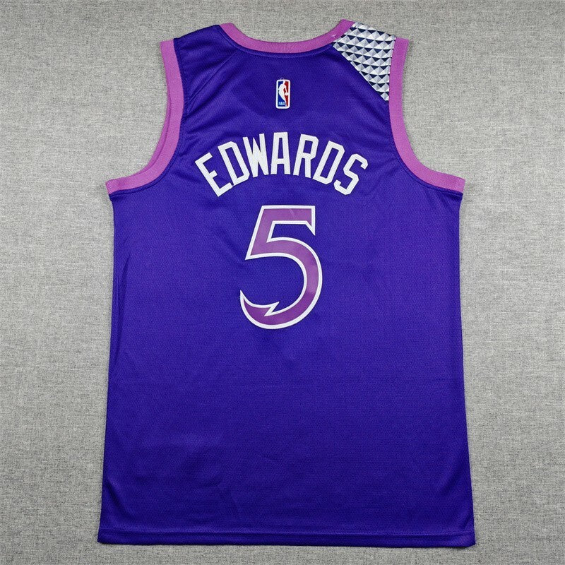 Minnesota Timberwolves #5 Anthony Edwards 26 Timberwolves 5 Purple City Edition Style 3