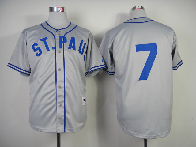 Minnesota Twins #7 Authentic Joe Mauer 1948 St. Paul Saints Turn Back The Clock Jersey