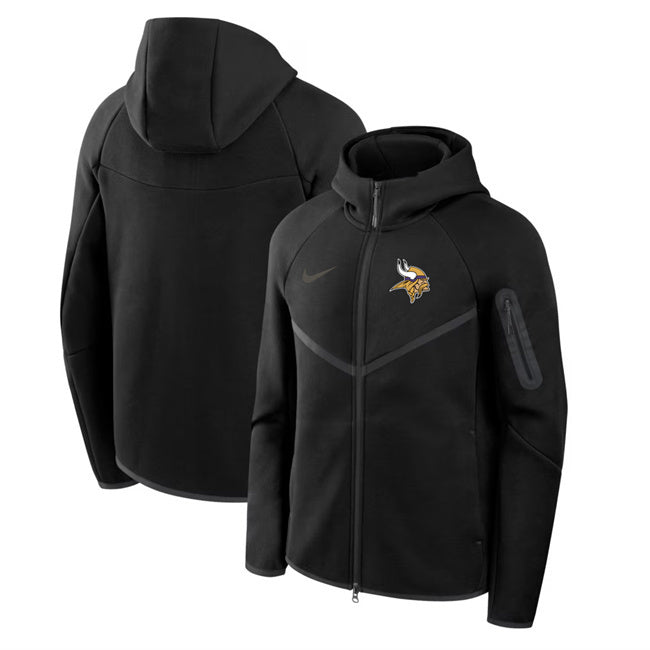 Minnesota Vikings Black Tech Fleece Full-Zip Windrunner Hoodie