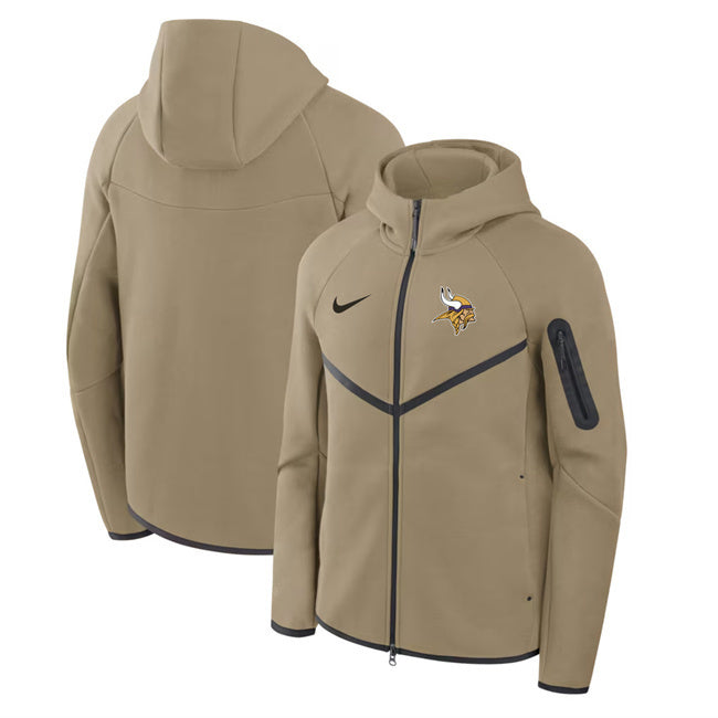 Minnesota Vikings Tan Tech Fleece Full-Zip Windrunner Hoodie