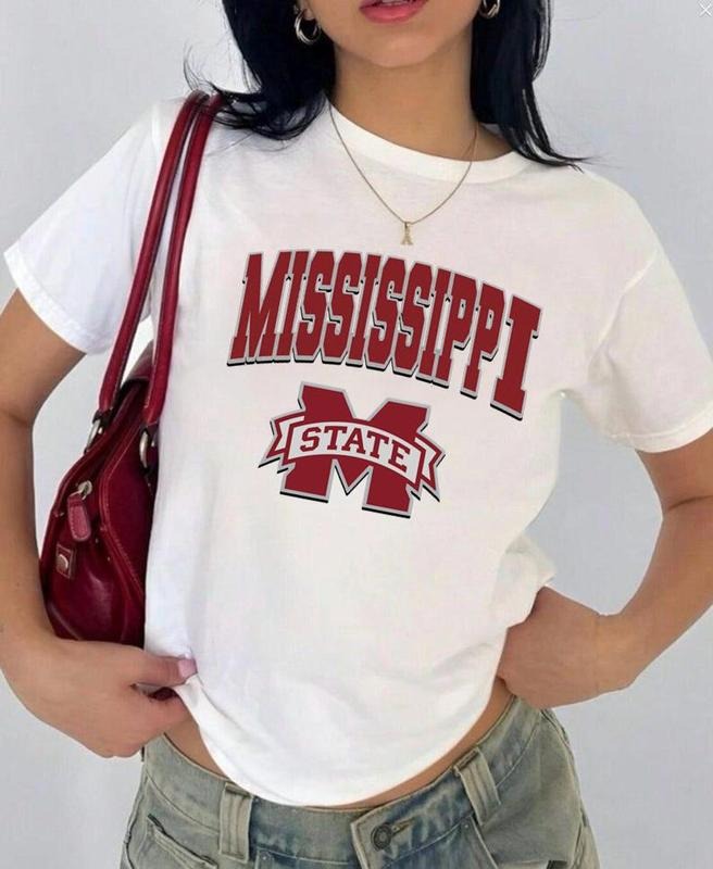 Mississippi St. Vintage Sport Teams NCAA Collection Unisex Crewneck Black Baby Tee, Graphic Team Collection Baby Tee, Gift For NCAA Fans