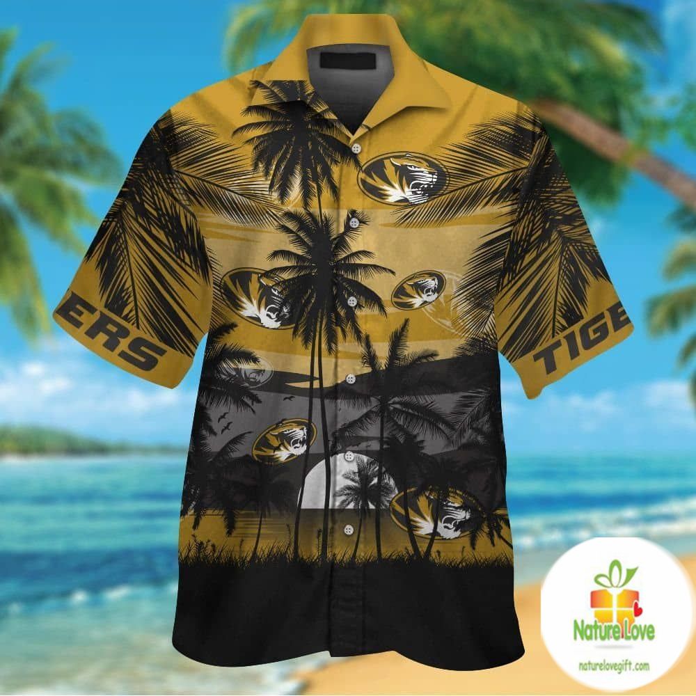 Missouri Tigers Hawaiian Shirt Short Sleeve Tropical Aloha Button Up