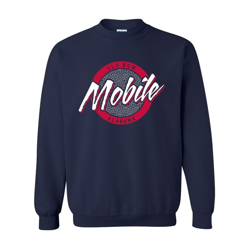 Mobile, Alabama Circle Crewneck Sweatshirt, Vintage Graphic Sweatshirt, Vintage Crewnecks Sweatshirt