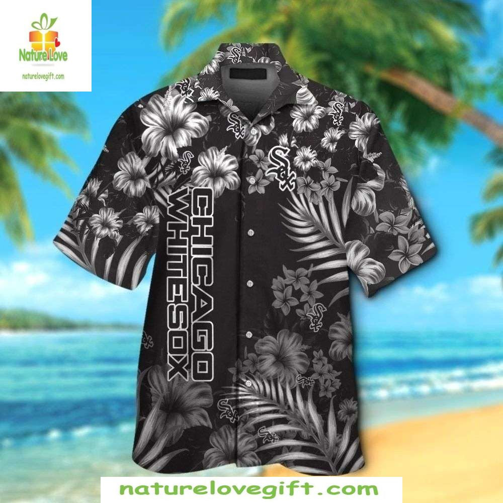 Chicago White Sox Aloha Shirt Monochrome Floral MLB Hawaiian Shirt