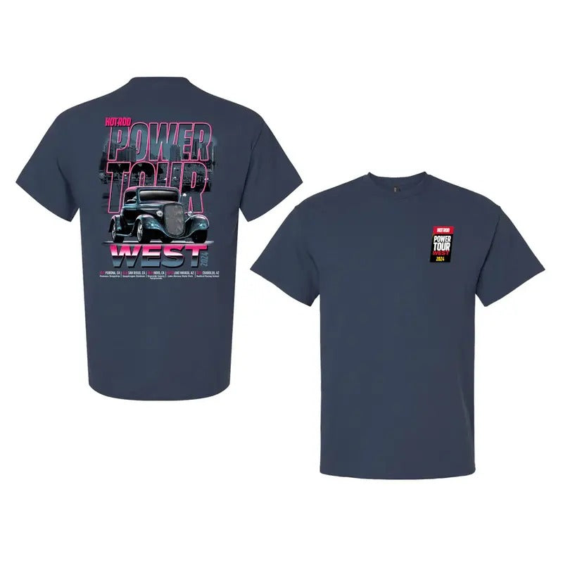 MotorTrend Hot Rod Power Tour West Event 2 T-Shirt - Classic Trucks Cotton Short Sleeve Crewneck Casual Graphic Top for Fans Menswear Dress Jeans