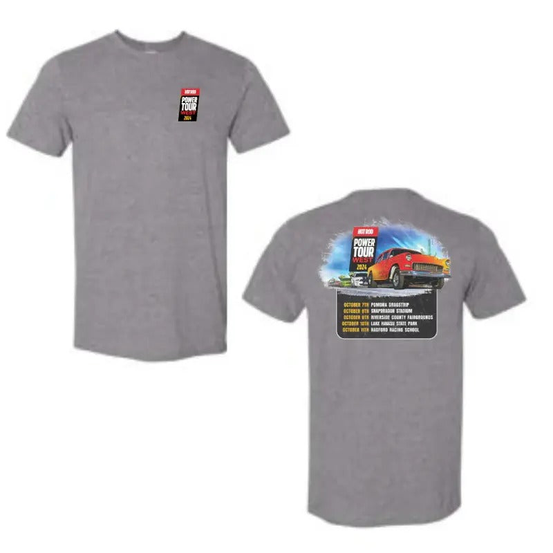 MotorTrend Hot Rod Power Tour West Key Art T-Shirt - Classic Trucks Cotton Short Sleeve Crewneck Casual Graphic Top for Fans Menswear Dress Jeans shirts