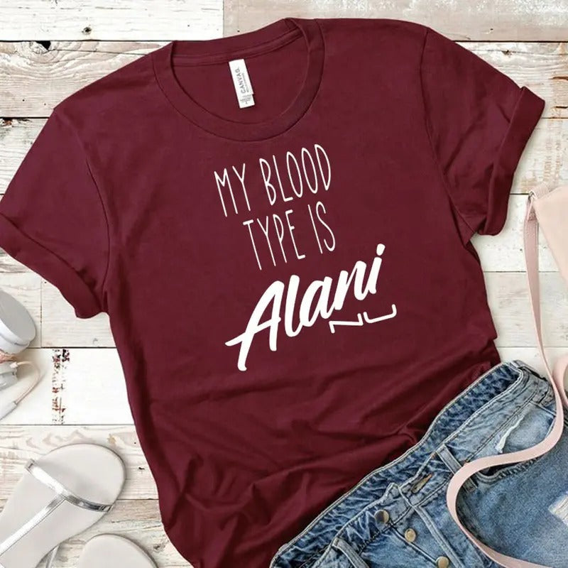 My Blood Type is Alani Nu Tshirt, Trendy Funny Graphic Shirt, Funny Alani Nu Gift trendy minimalistic Shirt, Alani Tee Unisex Cotton