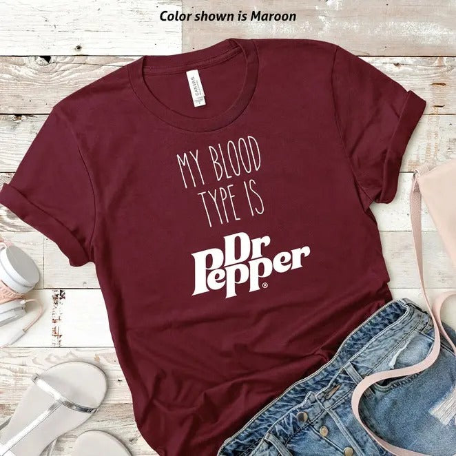 My Blood Type is Dr. Pepper Tshirt, Trendy Sweatshirt, Funny Dr Pepper Lover Gift trendy minimalistic Shirt, Diet Dr...