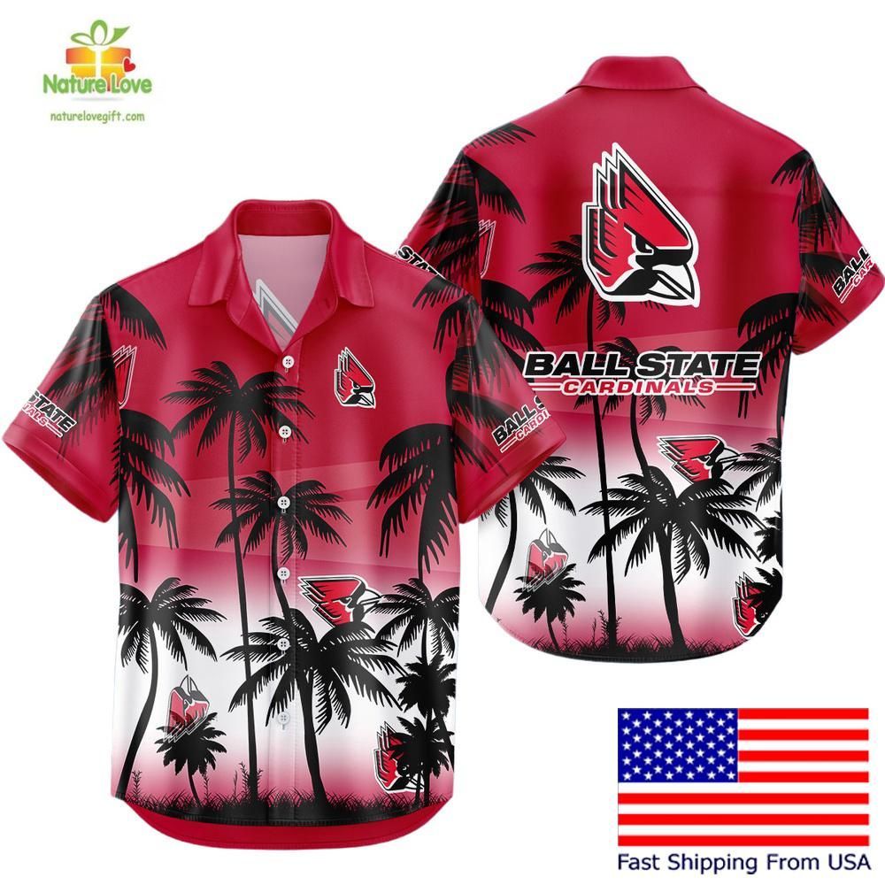 NCAA Ball State Cardinals Hawaiian Shirt Tropical Coconut Fan Gear