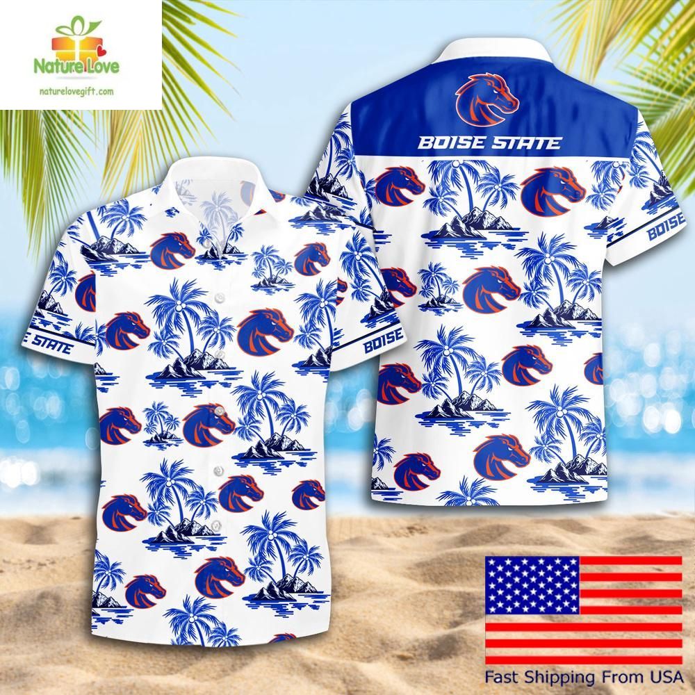 Boise State Broncos Hawaiian Shirt Coconut Tree Logo Summer Design