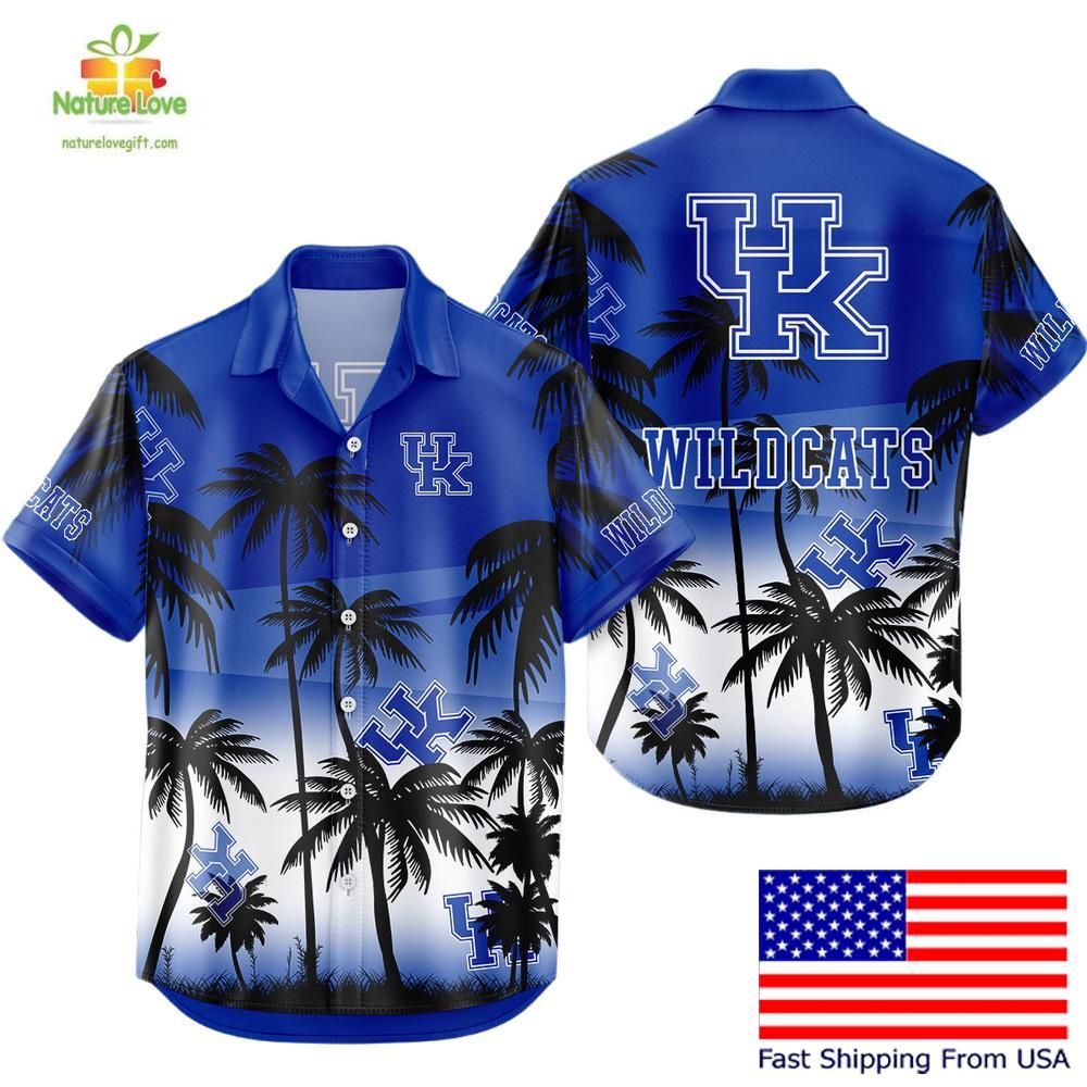 Kentucky Wildcats Hawaiian Shirt Coconut Forest Tropical Fan Style
