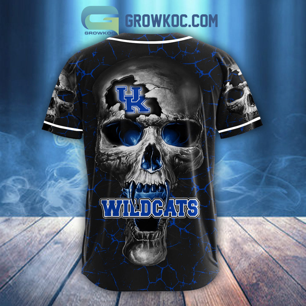 NCAA Kentucky Wildcats Personalized Skull Design Baseball Jersey