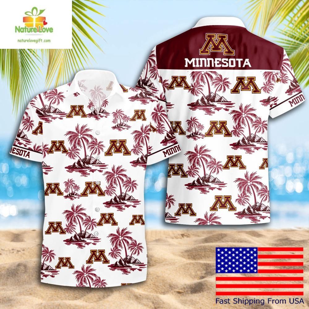 Minnesota Golden Gophers Hawaiian Shirt Coconut Tree Logo Summer Pattern