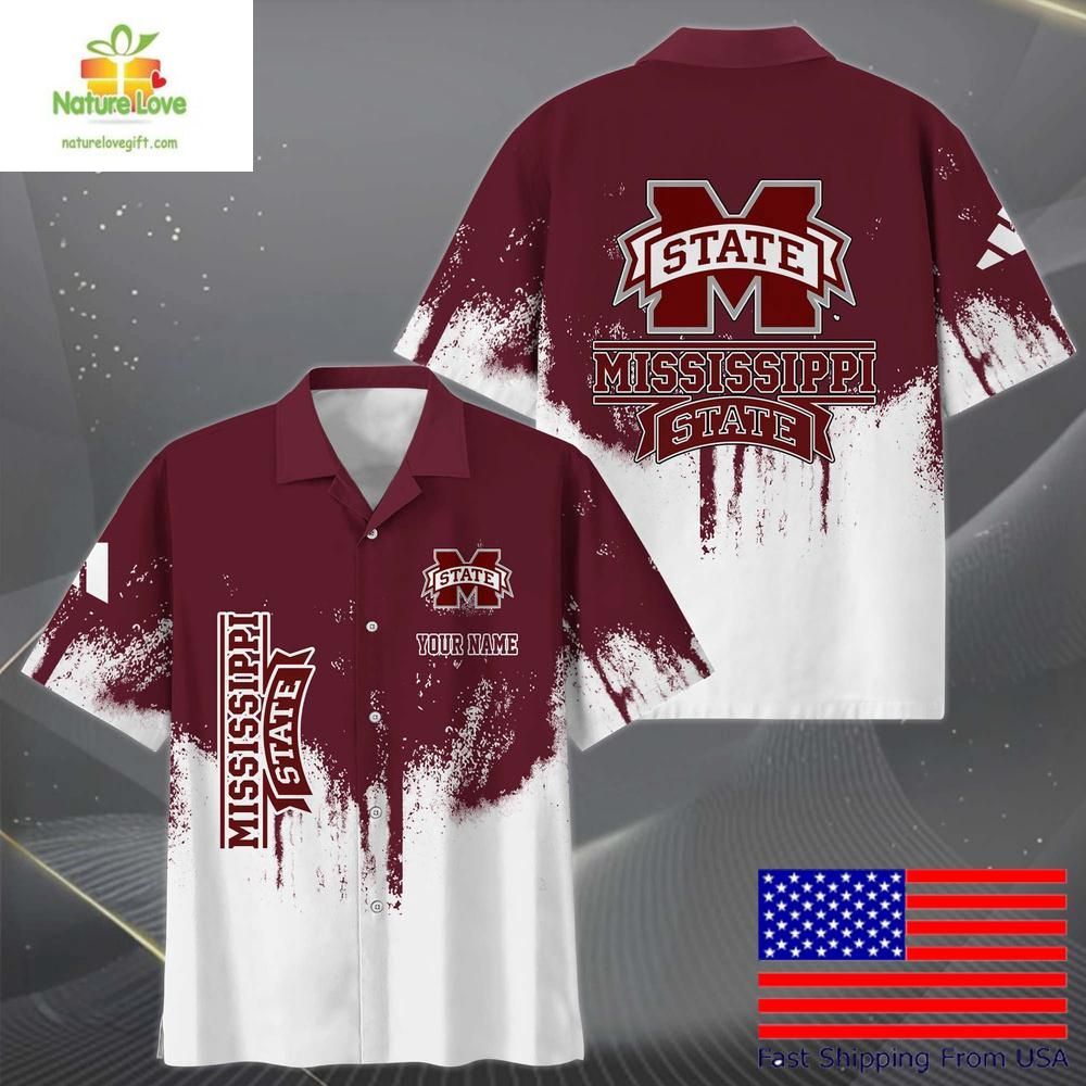 Mississippi State Bulldogs Hawaiian Shirt Custom Paint Splatter Logo Fan Gear