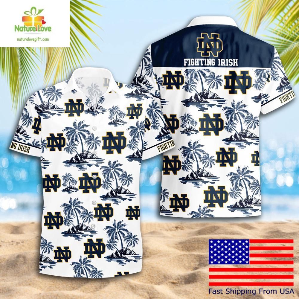 NCAA Tar Heels Hawaiian Shirt Coconut Tree Logo Summer Pattern