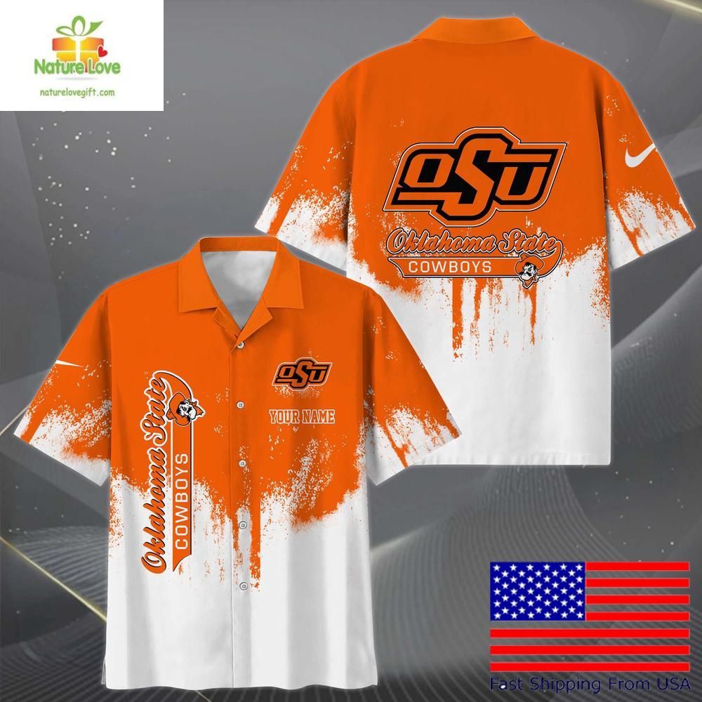 Oklahoma State Cowboys Hawaiian Shirt with Paint Splatter Logo