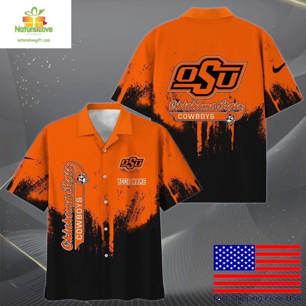 Oklahoma State Cowboys Hawaiian Shirt Paint Splatter Fan Gift