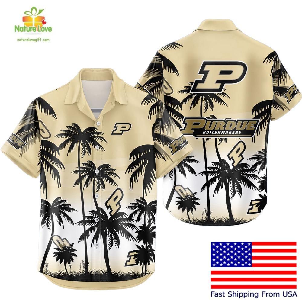 Purdue Boilermakers Hawaiian Shirt Tropical Coconut Forest Fan Gear