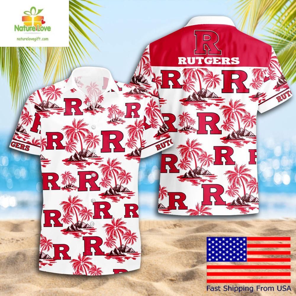 Rutgers Scarlet Knights Hawaiian Shirt NCAA Coconut Tree Logo
