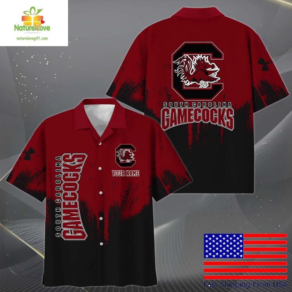 NCAA Gamecocks Hawaiian Shirt Paint Splatter Design for Fans