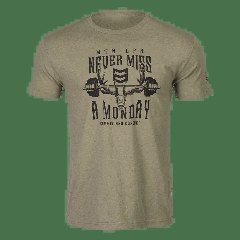 NEVER MISS A MONDAY TEE, HUMOR SHIRTS, FUNNY TEE SHIRT