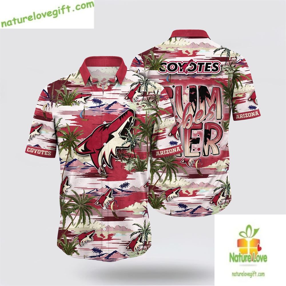 Arizona Coyotes Hawaiian Shirt Tropical Desert Summer Design
