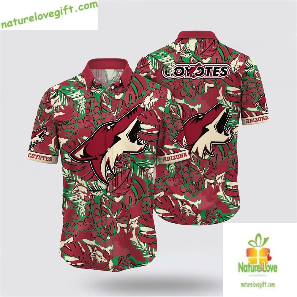 Arizona Coyotes Hawaiian Shirt Tropical Leaf Summer Shirt