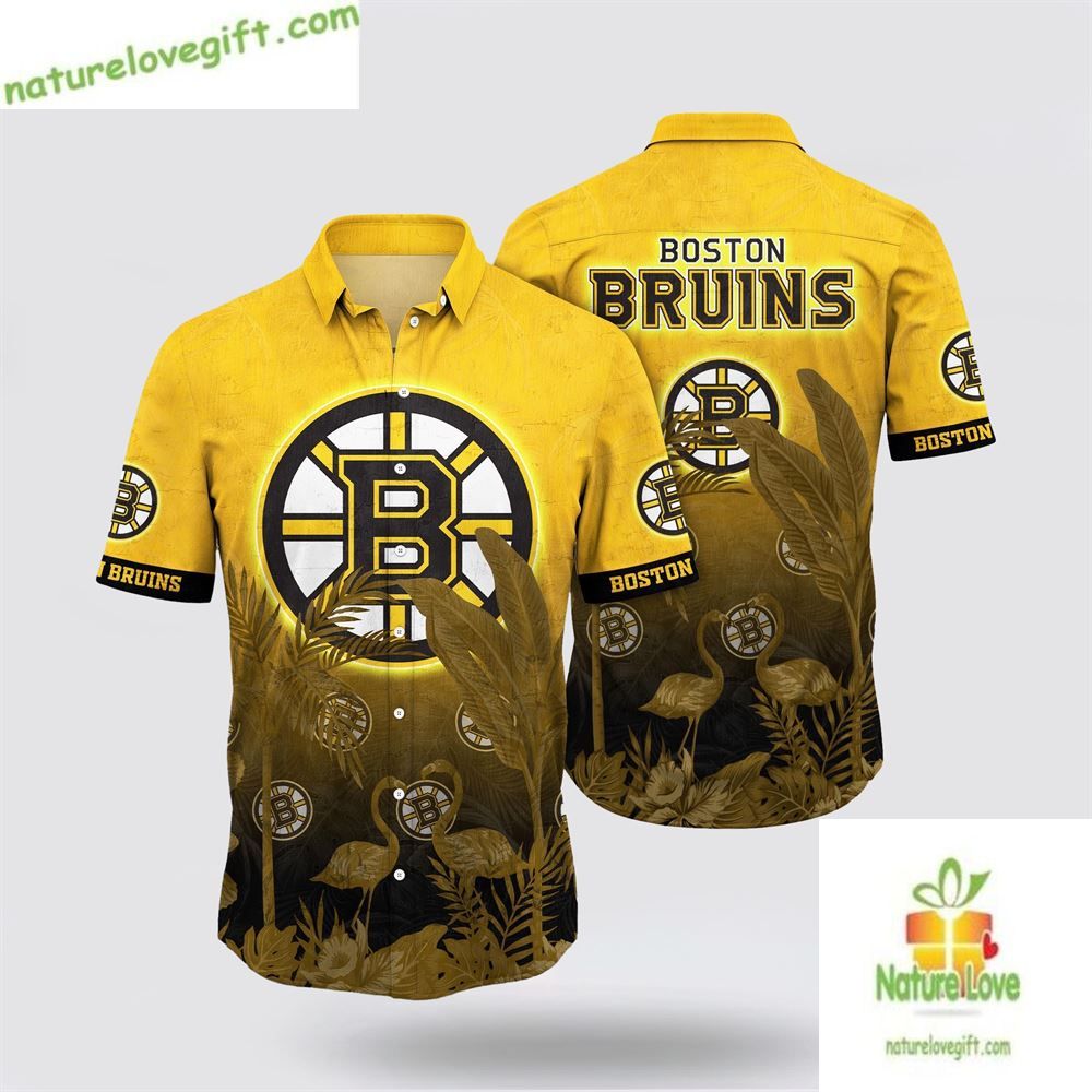 Boston Bruins Hawaiian Shirt Tropical Flamingo Aloha Shirt Summer