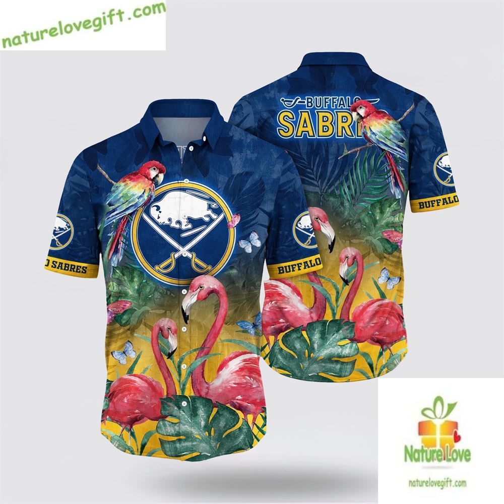 Buffalo Sabres Hawaiian Shirt Tropical Parrot Flamingo Summer Aloha Shirt