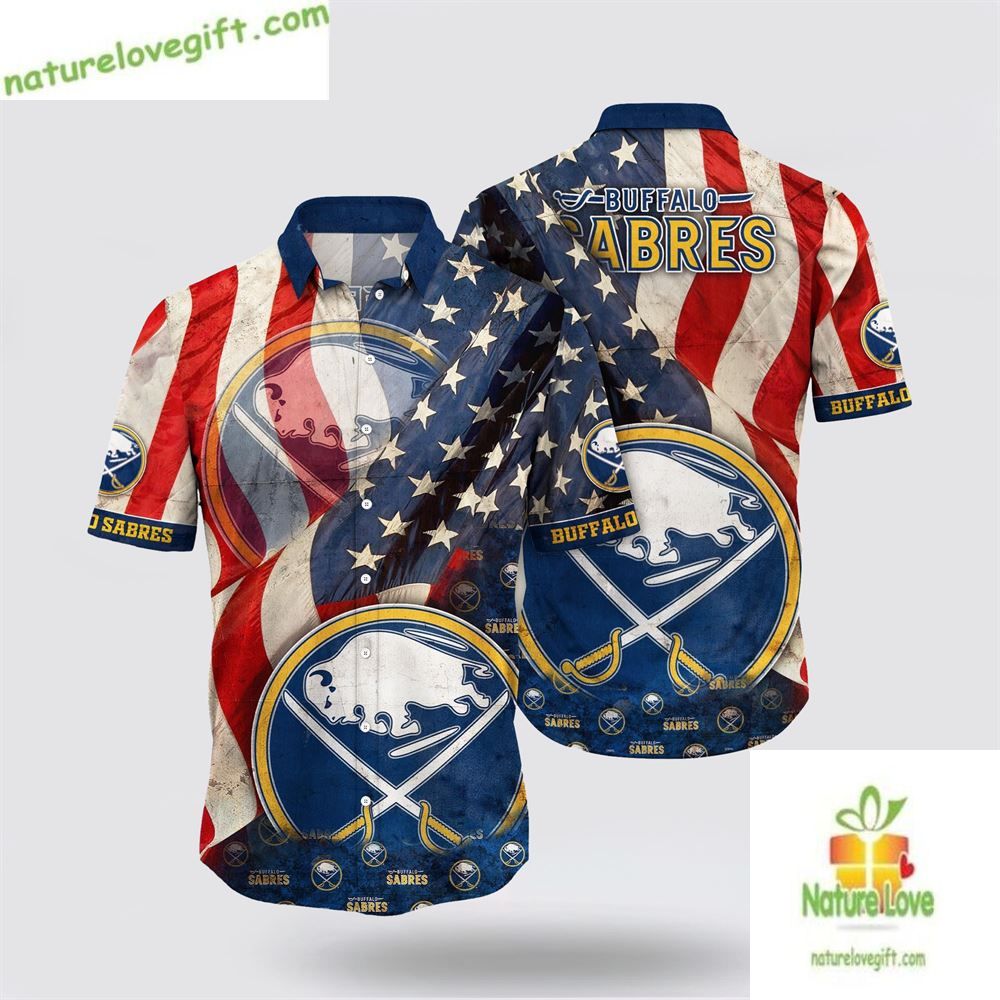 Buffalo Sabres Hawaiian Shirt American Flag Summer Shirt LVSLG14AAH