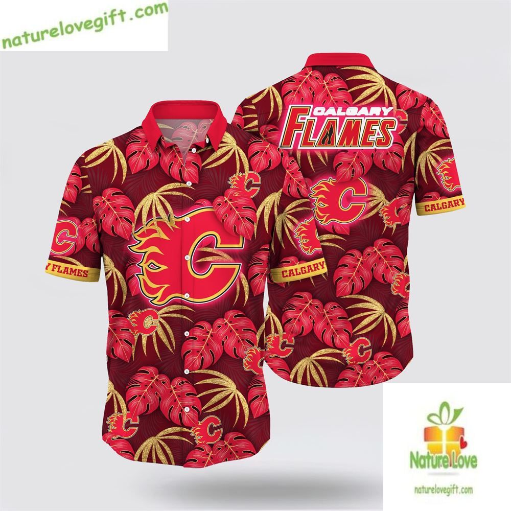 Calgary Flames Hawaiian Shirt NHL Tropical Fan Gift for Men