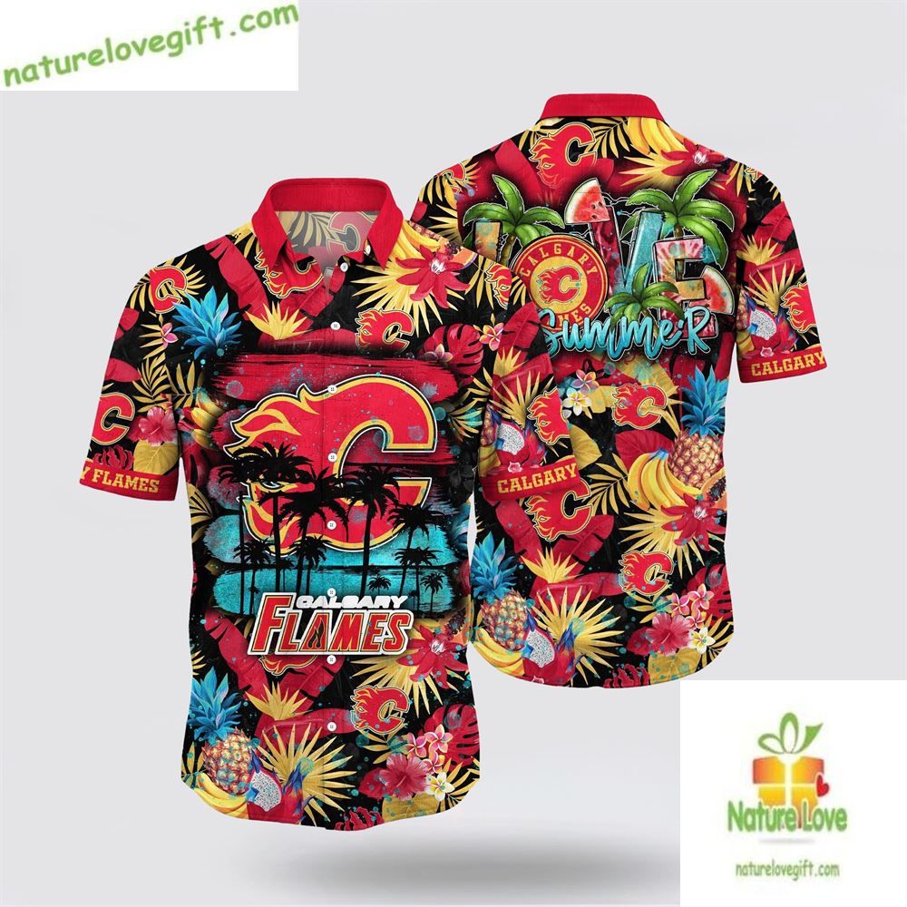 Calgary Flames NHL Hawaiian Shirt Tropical Summer Fan Gear LV A5GTWELO
