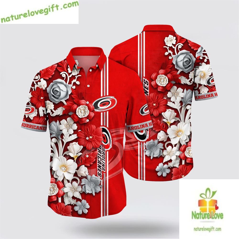 Carolina Hurricanes Hawaiian Shirt Tropical Floral Summer Fan Gear