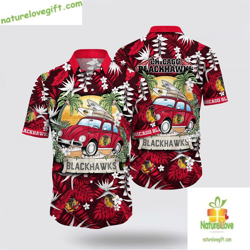 Chicago Blackhawks Hawaiian Shirt Tropical Summer Travel Shirt