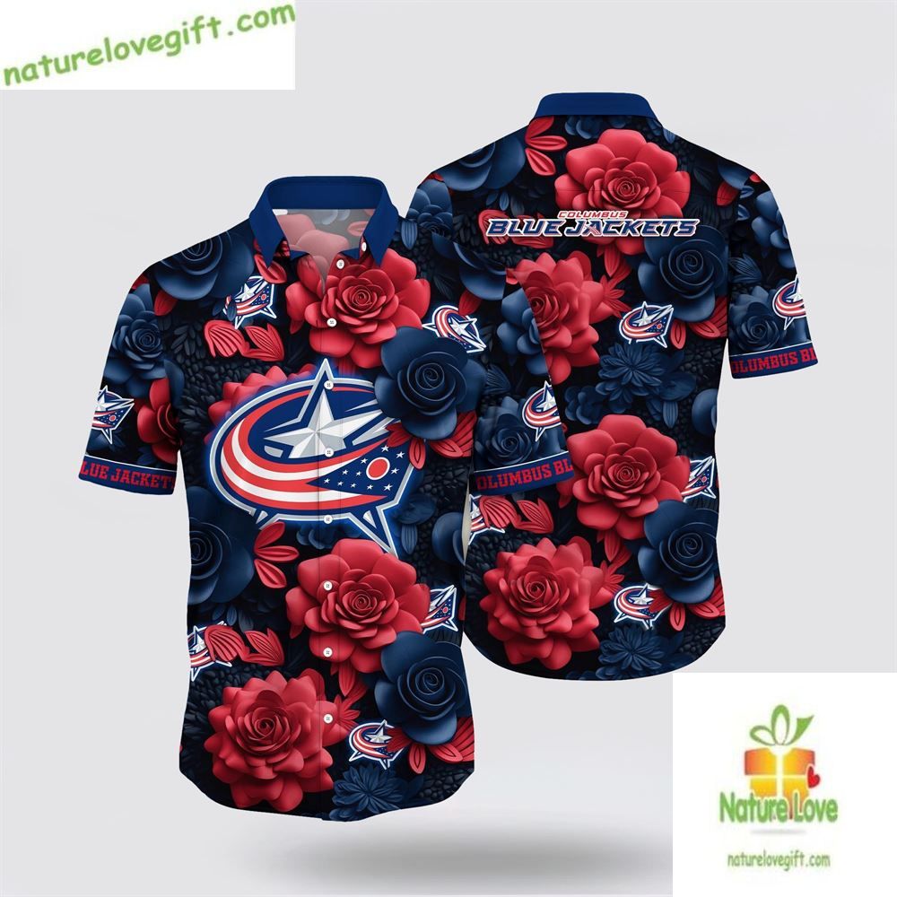 Columbus Blue Jackets Hawaiian Shirt Tropical Summer Shirt LV5MXLOTG6