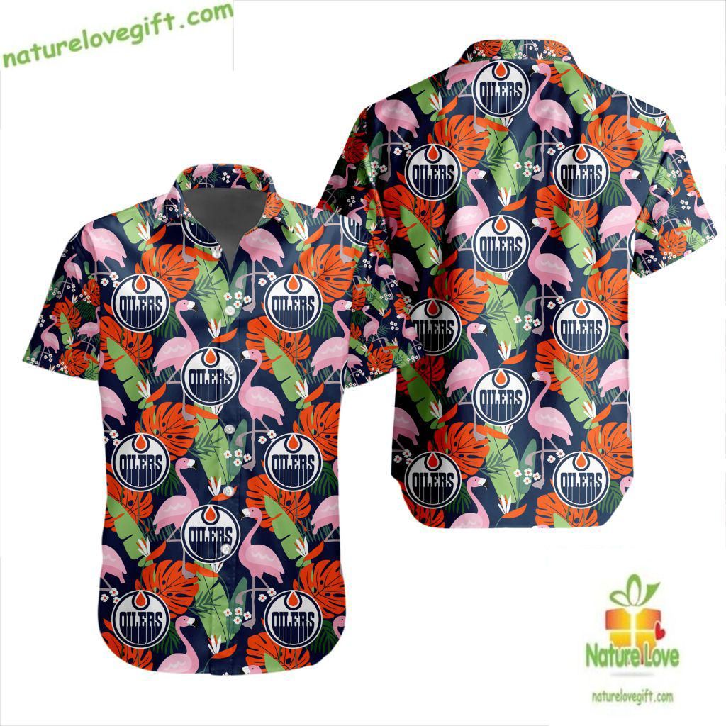 Edmonton Oilers Hawaiian Shirt Flamingo Button Up Aloha Shirt LV65FA84F27F049FE