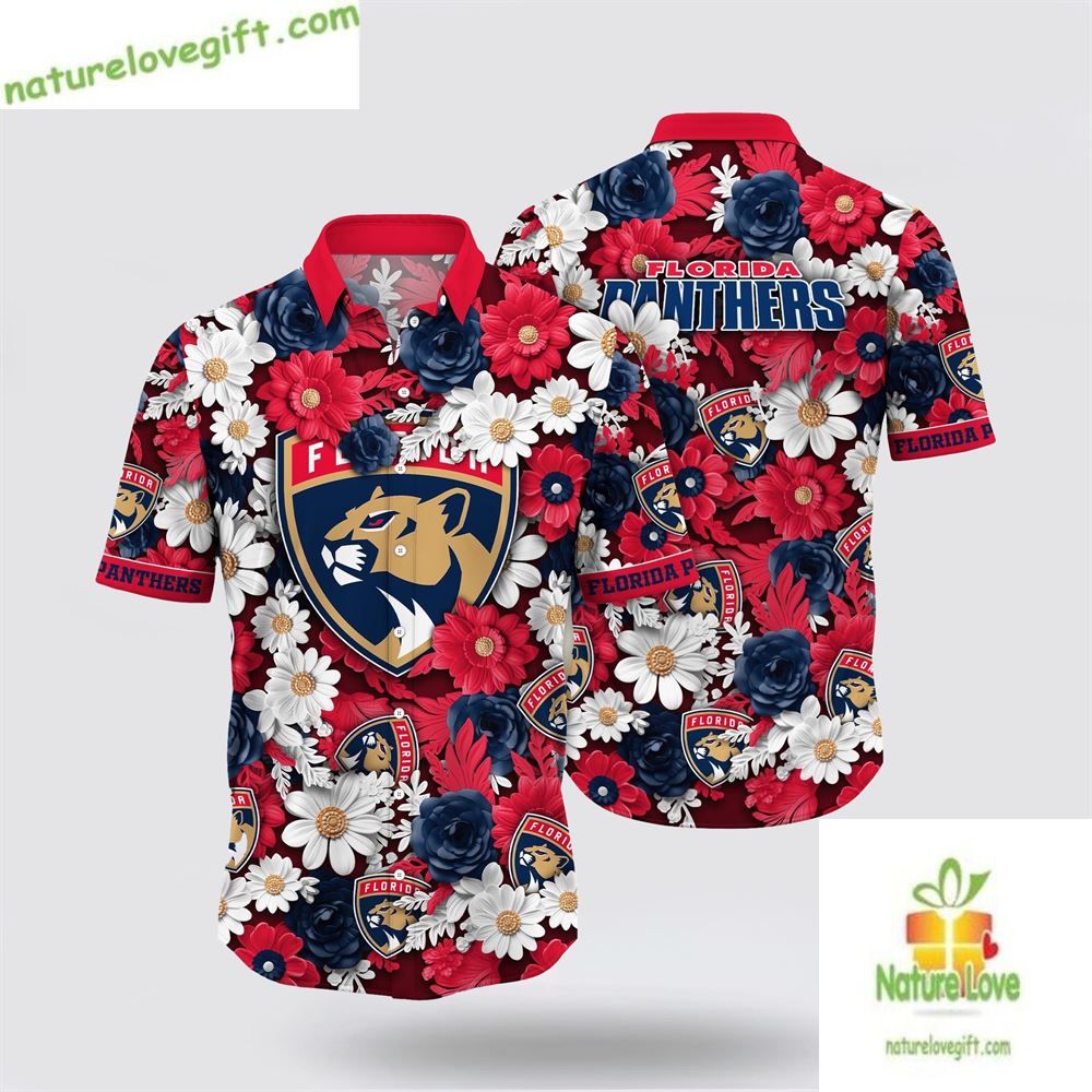 Florida Panthers Hawaiian Shirt Tropical Begonia Summer Shirt