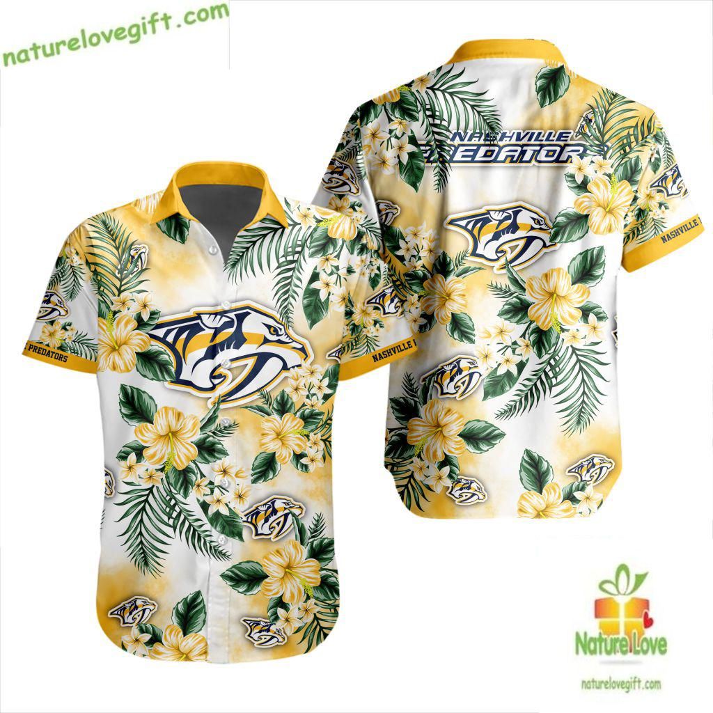 Nashville Predators Hawaiian Shirt Tropical Hockey Fan Design