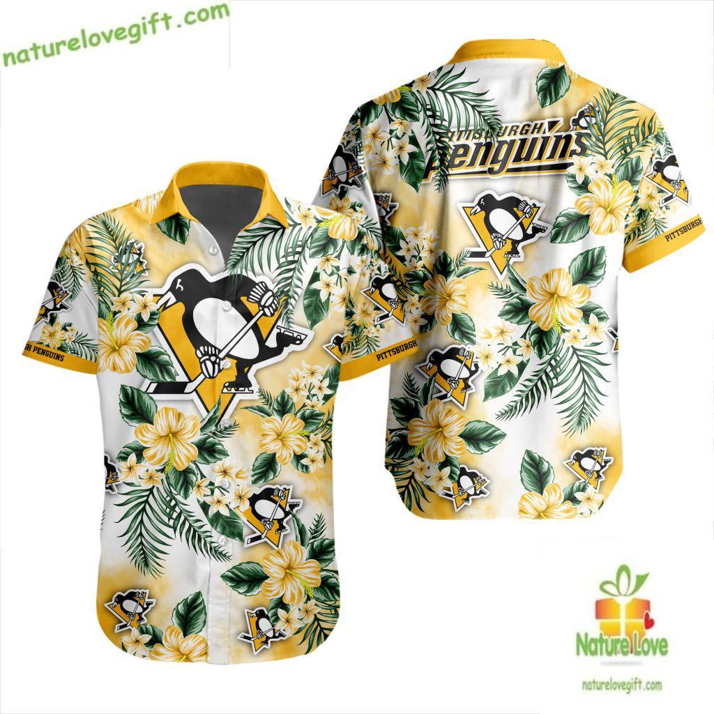 Pittsburgh Penguins Hawaiian Shirt Tropical Hockey Button Up Shirt