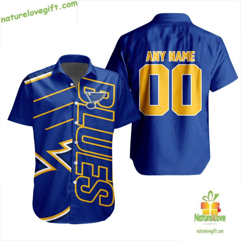 St Louis Blues Hockey Hawaiian Shirt Aloha Button Up