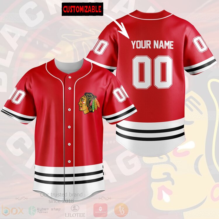FASHION NHL Chicago Blackhawks Personalized Baseball Jerseys Botton Shirt