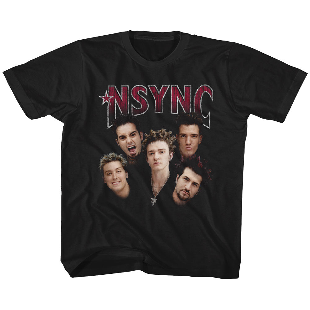 NSYNC Youth S/S T-Shirt - Group Shot - Solid Black