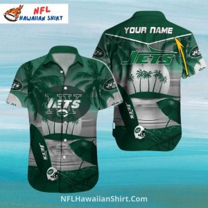 NY Jets Hawaiian Shirt - Sunset Beach And Helmet Theme