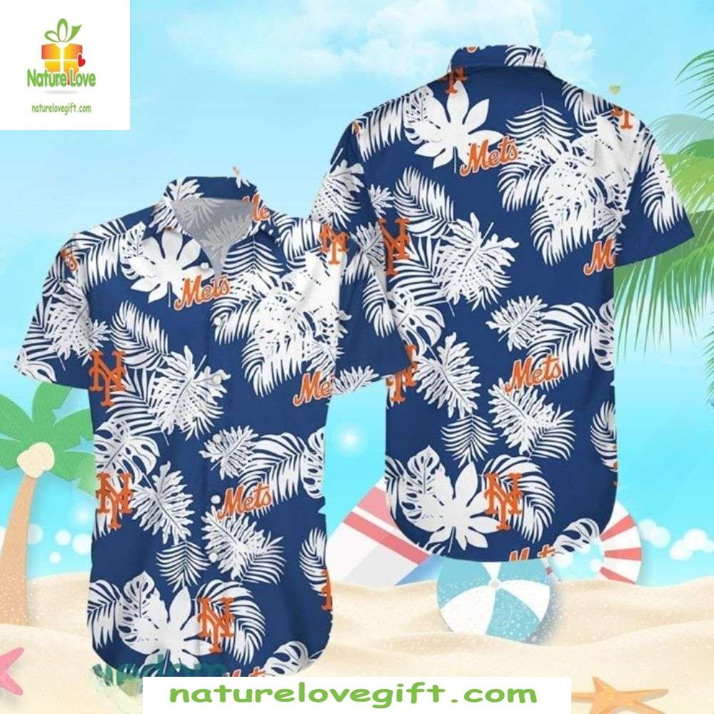 NY Mets Hawaiian Shirt Floral Aloha Shirt Cool Ocean Vibes Baseball Apparel