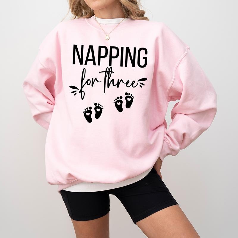 Napping For Three Sweatshirt, Expecting Twins, Pregnancy Reveal Sweater, Pregnancy Announcement, Expecting Mom...